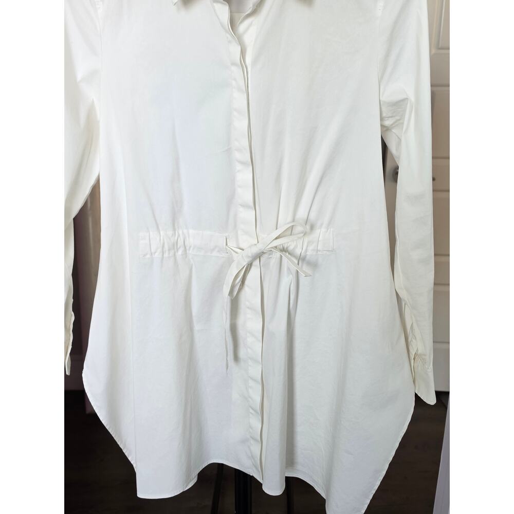 Lafayette 148 New York White Cotton Button Down Tunic Blouse Size M - Picture 4 of 10